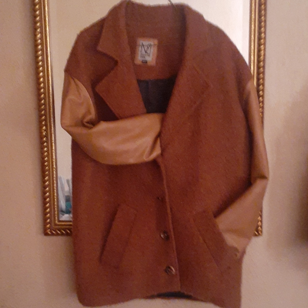 Blazer/jacket Wool,leather, acrylic-size m